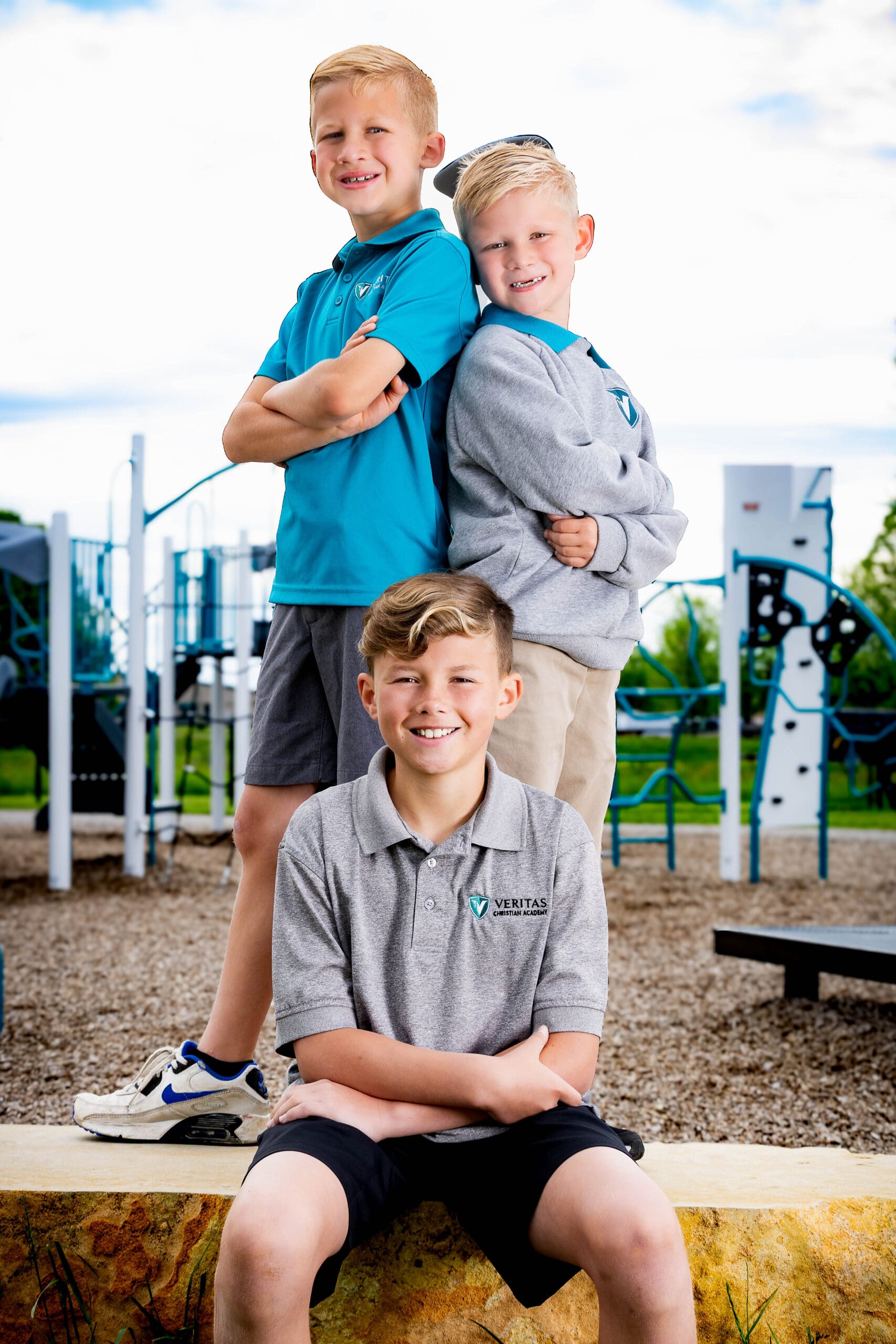 Three students on the playground